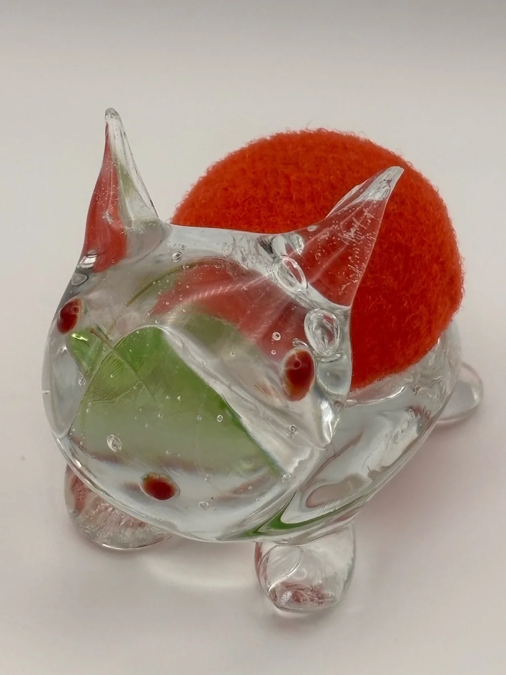 Vintage Hand-Blown Glass Animal-Shaped Pin Cushion, Rabbit Sewing Accessories